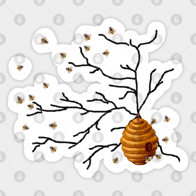 Honey Bees Hive Sticker by tfortwo